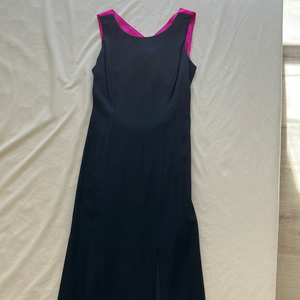 Vintage Black Dress with Pink Back Accent